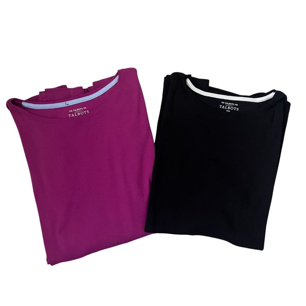 Bundle of 2 Talbots Tee Pima Cotton Long Sleeves Crew Neck Shirt Casual Basic 3X
